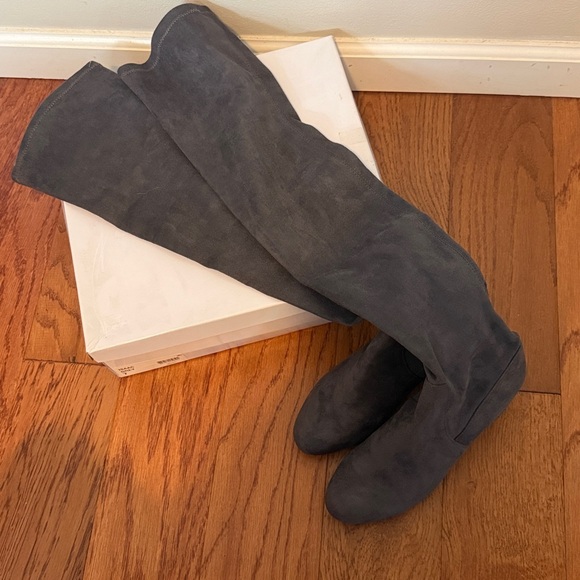 Steve Madden Isaac grey suede over the knee OTK heeled boots - Picture 2 of 6